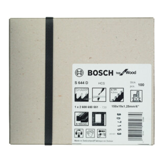 BOSCH  - Sabre Scie Blade s 644 d. Top pour le bois. 100 paquets