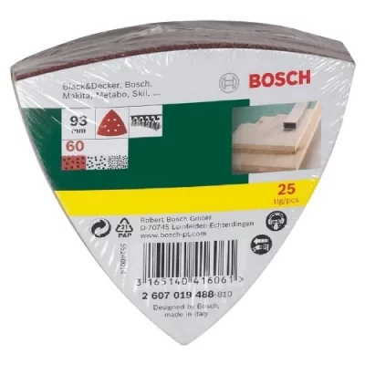 BOSCH ACCESSORIES Bosch Set de 25 feuilles abrasives pour ponceuse Delta, grain 60