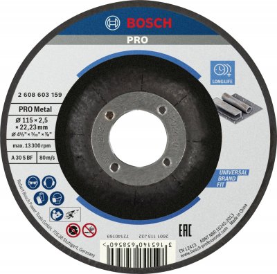 BOSCH  Standard Concave 115x2.5 Mm Metal Disk Argent&eacute;