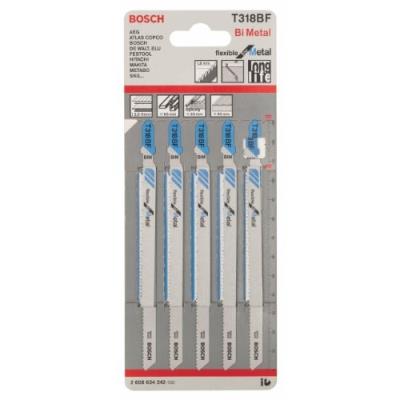 BOSCH  T 318 BF Lot de 5 lames de scie sauteuse flexible pour m&eacute;tal