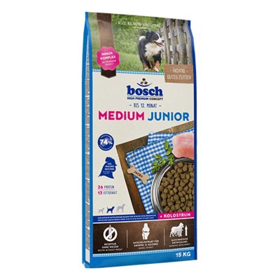 BOSCH HIGH PREMIUM CONCEPT Bosch Tiernahrung Medium Junior 15kg Dog Food Multicolore 15kg
