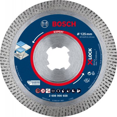 BOSCH  X-lock Expert Hard Ceramic 125x1.4x10 Mm Diamond Cut Disc Clair