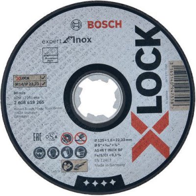 BOSCH  X-lock Expert Inox Recto 125x1.6 Mm Metal Disk Argent&eacute;