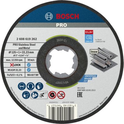 BOSCH  X-lock Standard Inox Recto 125x1 Mm Metal Disk Argent&eacute;