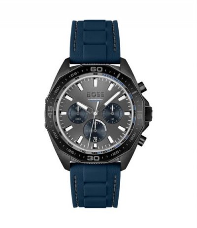 HUGO BOSS BOSS Montre Chronographe &agrave; Quartz pour Homme avec Bracelet en Silicone Bleu - 1513972