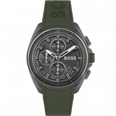 HUGO BOSS BOSS Montre Chronographe &agrave; Quartz pour Homme avec Bracelet en Silicone Vert Olive - 1513952