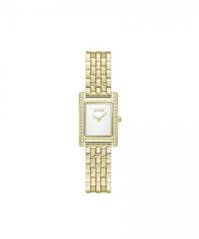 BOSS  Montre dor&eacute;e &agrave; cadran blanc et strass Couleur dor&eacute;e pcs. Women