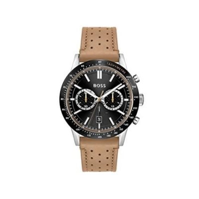 HUGO BOSS BOSS Unisexe-Adultes Analogique Quartz Montre modele 1513964 avec Bracelet en Cuir