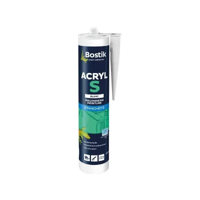 BOSTIK  - Mastic acrylique d'&eacute;tanch&eacute;it&eacute; acryl s - Blanc - 310ml - Blanc