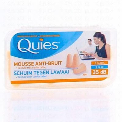 QUIES Bouchons d'Oreille en Mousse, 3 paires, Couleur Chair