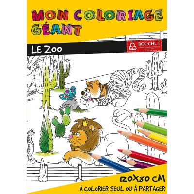  Bouchut 29280 COLORIAGES GEANTS LE ZOO 80 x 120 cm, White