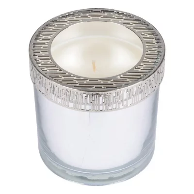 GENERIQUE Bougie capuchon dentelle - 10 x 10 cm - Argent - Ambr&eacute;