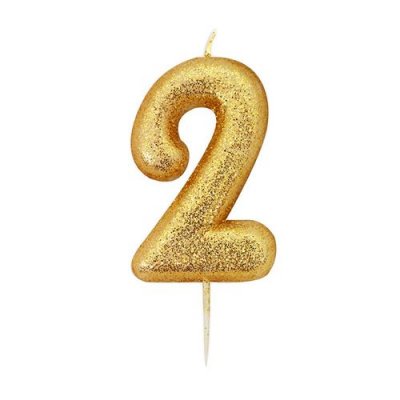 ANNIVERSARY HOUSE Bougie d'anniversaire chiffre 2 or