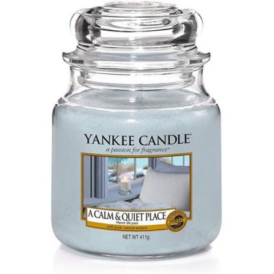 YANKEE CANDLE Bougie jarre en verre senteur havre de paix moyen mod&egrave;le
