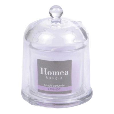 PARIS PRIX Bougie parfum&eacute;e sous cloche Romantique - Lavande - D 8,4 x H 11 cm