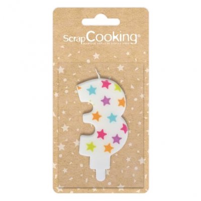SCRAPCOOKING PARTY Bougie pour g&acirc;teau num&eacute;ro 3 blanc H7 cm Blanc ScrapCooking&reg;