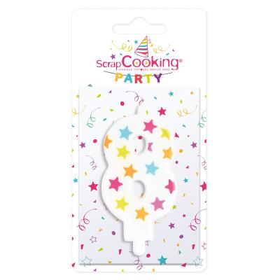 SCRAPCOOKING PARTY Bougie pour g&acirc;teau num&eacute;ro 8 blanc H7 cm Blanc ScrapCooking&reg;