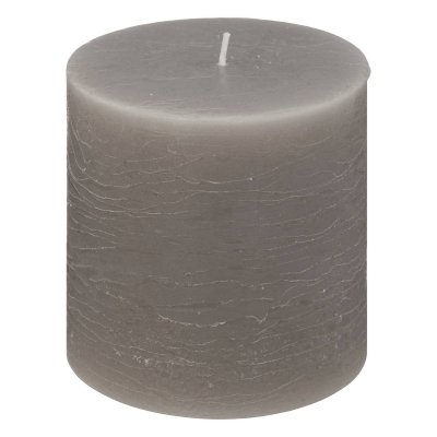 ATMOSPHERA Bougie ronde style rustique - D 10 x H 10 cm - Gris