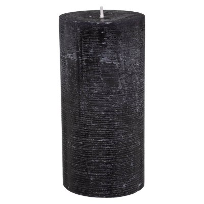 ATMOSPHERA Bougie rustique cylindrique noir H14 - Noir - 