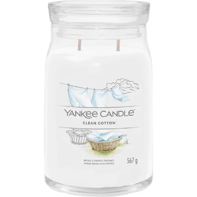 YANKEE CANDLE Bougie signature coton frais grand mod&egrave;le - - Blanc - Verre