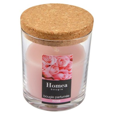 PARIS PRIX Bougie Verrine Parfum&eacute;e Essentiel 8cm Rose