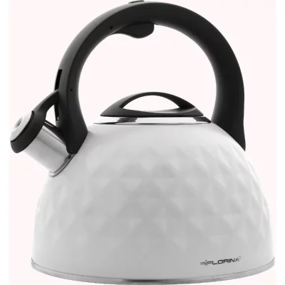 FLORINA Bouilloire &agrave; Induction Th&eacute;i&egrave;re Sifflet 2,5L Acier Inox., Design Moderne,, Diamond, , Blanc