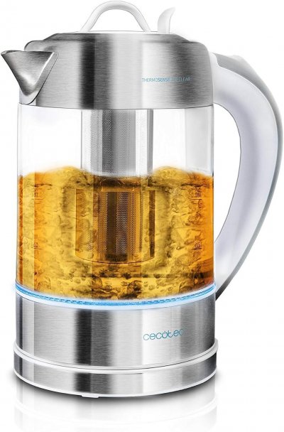 CECOTEC Bouilloire &eacute;lectrique 1,7 L 2-en-1 Verre/Acier 2200 W