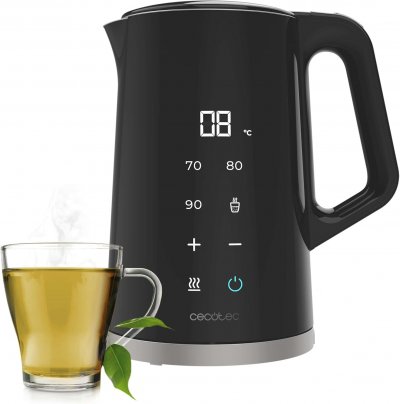 CECOTEC Bouilloire &eacute;lectrique 1,7 L tactile inox noir contr&ocirc;le temp&eacute;rature