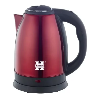 HERZBERG Bouilloire &eacute;lectrique 1.8L inox sans fil rouge  HG5011-RED