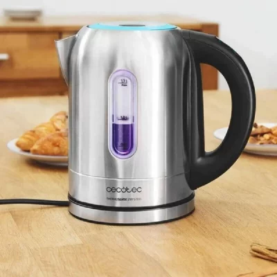 CECOTEC Bouilloire &eacute;lectrique de 1,7l en acier inoxydable avec r&eacute;glage de la temp&eacute;rature 2200w gris noir