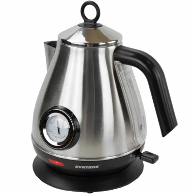 SYNTROX GERMANY Bouilloire sans fil en acier inoxydable de 1,7 litre inox mar avec thermom&egrave;tre