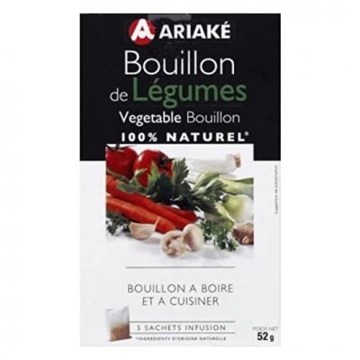 ARIAKE Bouillon de l&eacute;gumes, &agrave; boire et &agrave; cuisiner, 100 % naturel