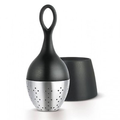 ADHOC Boule &agrave; th&eacute; avec support &eacute;gouttoir Floatea Noir, 