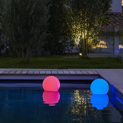 LUMISKY Boule lumineuse sans fil flottante LED Poly&eacute;thyl&egrave;ne Multicolore D30CM