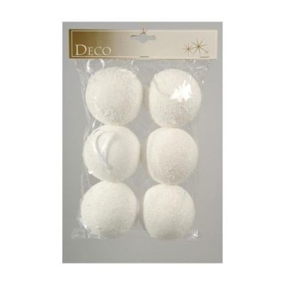 KAEMINGK Boules de Noel diam&egrave;tre 60 mm Coton neige Blanc X6