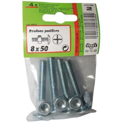 VYNEX Boulon po&ecirc;lier - acier zingu&eacute; - 8x50 mm