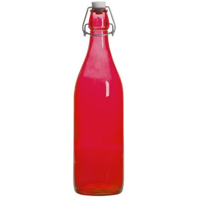 BORMIOLI ROCCO Bouteille &agrave; limonade avec son bouchon m&eacute;canique 1 l rouge