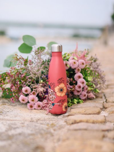 QWETCH Bouteille isotherme an&eacute;mones 500 ml -  - Rose - Inox