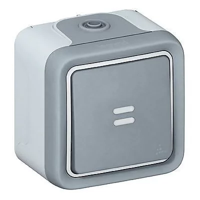 LEGRAND Bouton poussoir lumineux  Plexo - complet apparent - Gris