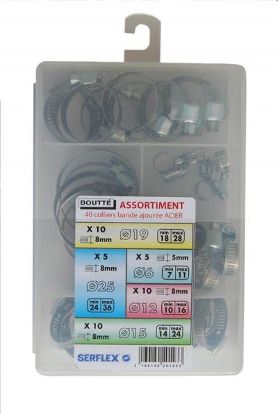 BOUTTE Boutt&eacute; CS Boite assortiments 40 Colliers Acier Largeur 8mm, Argent