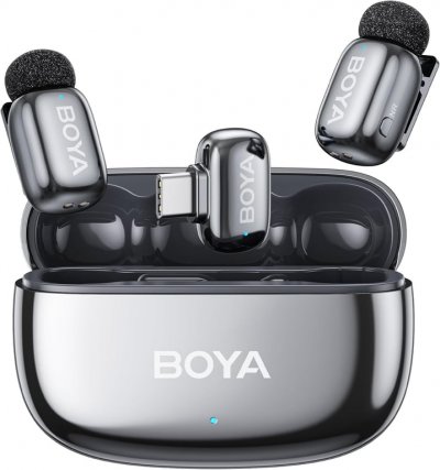 BOYA  Mini 2-02 Microphone sans fil &agrave; pince USB-C, gris