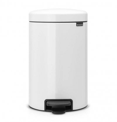BRABANTIA  Poubelle &agrave; p&eacute;dale 12 L NewICon Blanc seau m&eacute;tal 113864