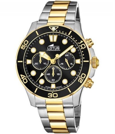 LOTUS Bracelet acier homme -  - Montre  Collection Chrono bicolore - Couleur de la mati&egrave;re:Blanc