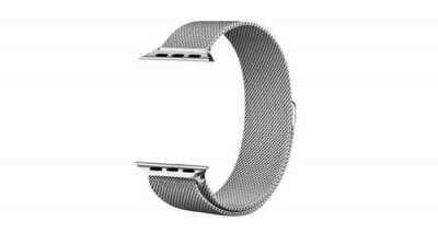 SWISSTEN Bracelet apple watch 42 / 44 / 45 mm en m&eacute;tal mesh magn&eacute;tique argent 