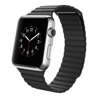 AVIZAR Bracelet Apple Watch 42 et 44 mm en Cuir matelass&eacute; et Magn&eacute;tique - Noir