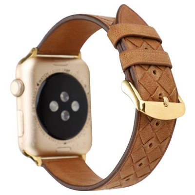  Bracelet de montre en cuir tisser pour Apple Watch Series 6/ SE/ 5/ 4 44mm - Marron