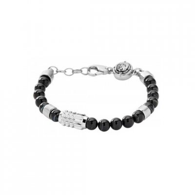 DIESEL BIJOUX Bracelet Diesel DX0847040 - Bracelet Agate Noir Argent&eacute; 