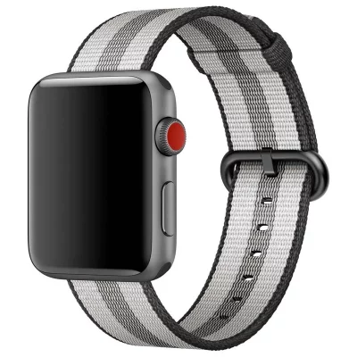 APPLE Bracelet en nylon tress&eacute;  Watch Series 1 t/m 11 / SE / Ultra (44/45/46/49 mm) - Black Stripe