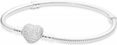 PANDORA Bracelet Maille Serpent Fermoir C&acute;ur Scintillant  Moments