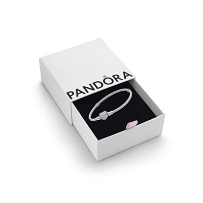 PANDORA Bracelet  Moments Maille Serpent Fermoir Coeur Scintillant